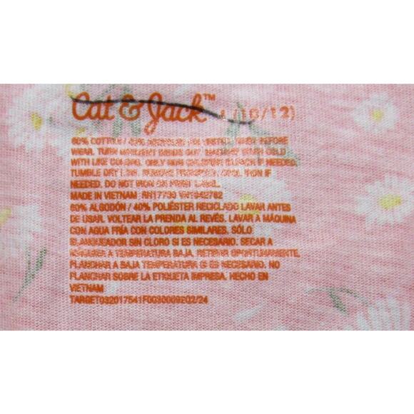 Cat & Jack Girl's Graphic T-Shirt Pink with White Daisies Size Large 10/12 - Picture 3 of 3